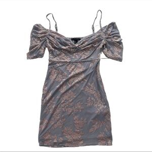 Forever 21 Mini Bodycon Dress M Burnout Velvet Floral Pink Purple Fairy Y2K